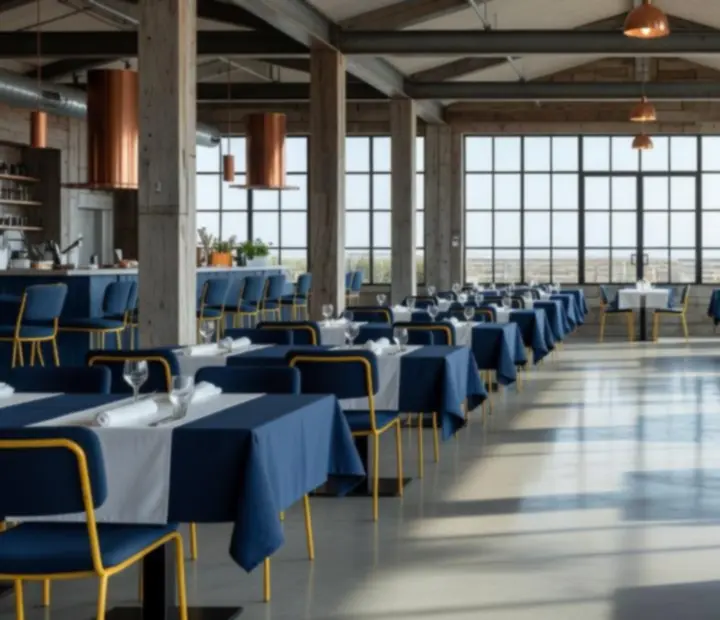 Intérieur d'une brasserie industrielle maritime propre et lumineuse