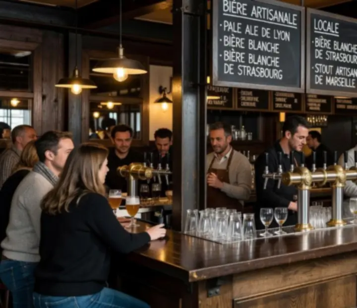 Comptoir industriel avec tireuses de bières artisanales françaises