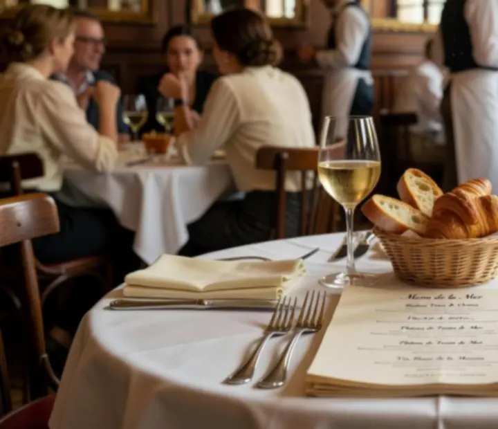 Table dressée avec plateau de fruits de mer et ambiance de brasserie industrielle